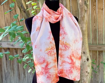 Hand Dyed Silk Scarf - 8 X 72 Inch - Orange