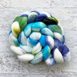 Hand Dyed Wool Roving - Merino Wool and Silk - #MS250