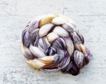 Hand Dyed Wool Roving - Panda Top (Merino/Bamboo/Nylon) #A128