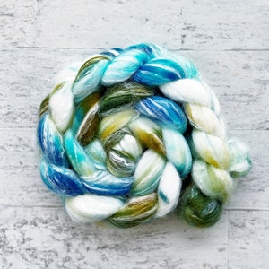Hand Dyed Wool Roving - Panda Top (Merino/Bamboo/Nylon) #A124