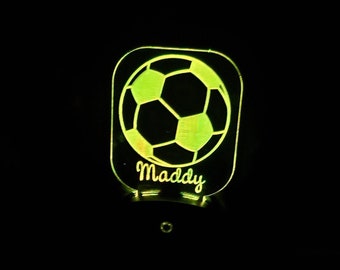 Soccer Personalized LED Night Light, plug in , ships fast