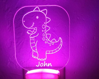 Night Light Personalized, Friendly Dinosaur Night Light, Nursery Dinosaur Night Light, Personalized, Custom engraved