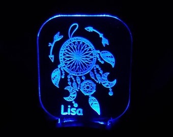 Personalized Dreamcatcher Night Light: Engraved Plug-in Lamp