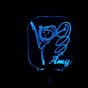 Personalized Rhythmic Gymnastics Nightlight, Floor Gymnast with ribbon, Personalized Unique Lighting for child, Color Changing Nightlight