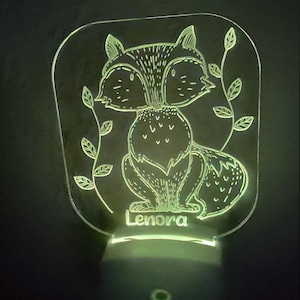 Personalized Fox Night Light: Custom Nursery Decor, LED Nightlight