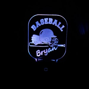 Personalized Baseball Nightlight, Engraved Baseball Plug-in Night Light, Personalized Unique Lighting for child, No batteries LED Nightlight image 7