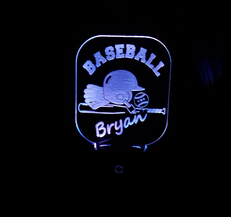 Personalized Baseball Nightlight, Engraved Baseball Plug-in Night Light, Personalized Unique Lighting for child, No batteries LED Nightlight image 7