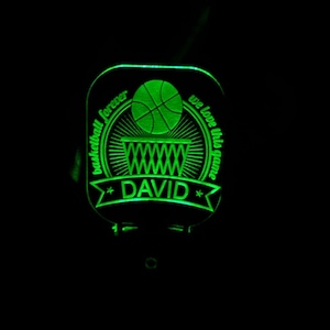 Personalized Basketball Nightlight, Engraved Basketball Plug-in Night Light, Unique Lighting for Child, Custom Nursery Lamp