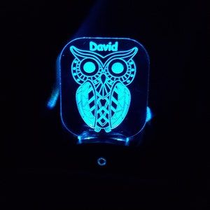 Personalized Owl Night Light: Engraved LED Nursery Decor