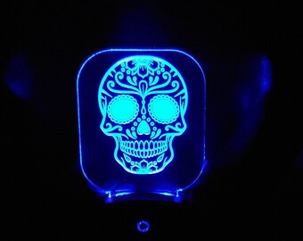 Personalized Sugar Skull Night Light: El Dia de los Muertos Decor