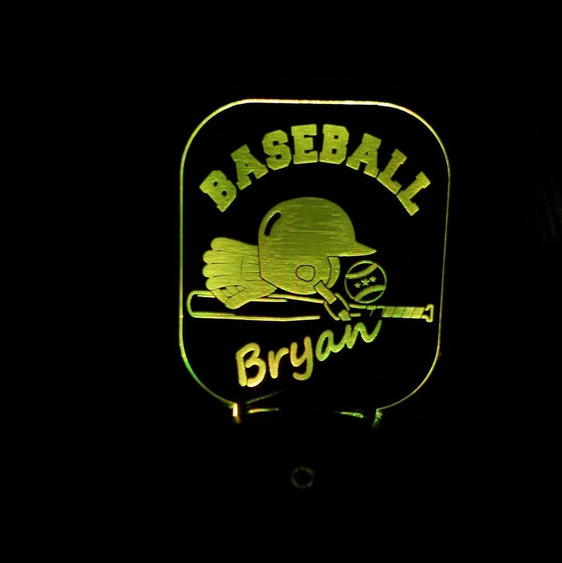 Personalized Baseball Nightlight, Engraved Baseball Plug-in Night Light, Personalized Unique Lighting for child, No batteries LED Nightlight image 5