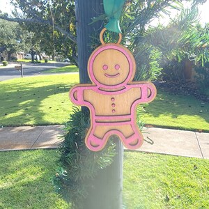 Gingerbread Man Christmas Ornament, Wooden Gingerbread Ornament, Gingerbread man with dress ornament, Holiday Tree decoration.