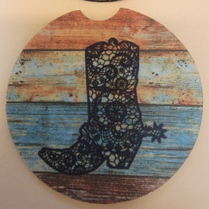 Western Car Coaster Set: Cowboy Boot Design, Drink Holder Protection