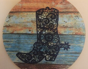Western Car Coaster Set: Cowboy Boot Design, Drink Holder Protection