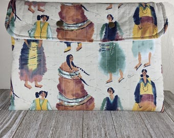 Quilted Tablet Sleeve: Padded iPad Pro Case - Southwestern Fabric