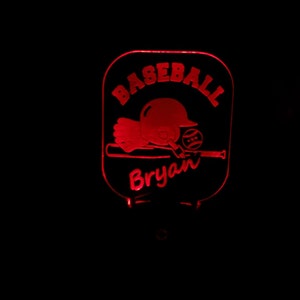 Personalized Baseball Nightlight, Engraved Baseball Plug-in Night Light, Personalized Unique Lighting for child, No batteries LED Nightlight image 8