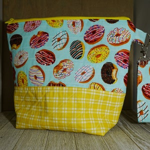 Knitting Project Bag, Crochet Project Bag, Needlework Quilted Project Bag, buttons design fabric, cross-stitch project bag gift for knitter