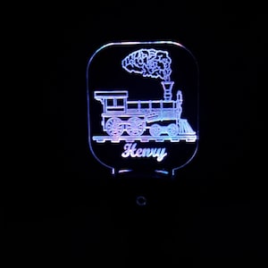 Personalized Vintage Train Nightlight, LED Nightlight engraved, Nursery Night Light, Gift for train lover, Christmas Present, Baby Gift