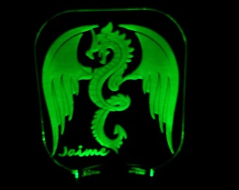 Personalized Dragon LED Night Light: Custom Kids Lighting