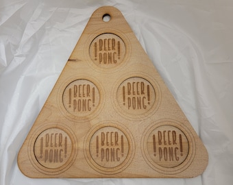 Beer Pong Game Board Set: Wooden Drinking Game with Cup Holders