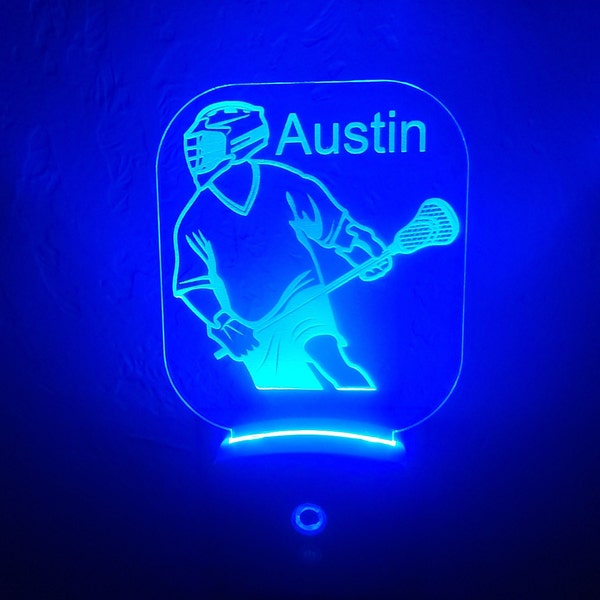 Night Light, Personalized Lacrosse Night Light, Gift for Lacrosse Player, Unique Lighting for Sport, Nursery Night Lamp