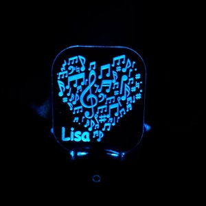 Personalized Music Lover Nightlight, Engraved Night Light, nursery Night LIght