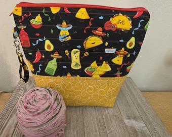 Quilted Taco Print Project Bag: Knitting & Crochet Travel Accessory
