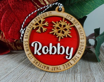 Personalized Christmas Ornament: Laser Engraved Wooden Bauble