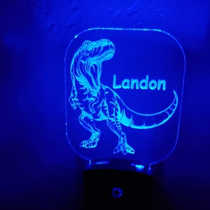 Personalized T-Rex Night Light: Engraved Dinosaur LED Plug-In