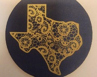 Texas Theme  Car Coaster Set of 2, Texas Theme Gift, Texas Design Stocking Stuffer, Neoprene with Rubber Backing, Drink Holder Protection