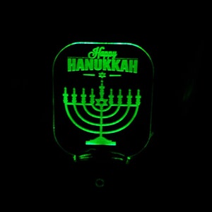 Personalized Hanukkah Nightlight,  Engraved Hanukkah Night light, LED  Night Light , unique lighting, color changing light