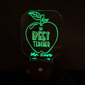 Personalized Best Teacher Nightlight, LED Light-up Teacher Gift, Present for Great Teacher, Teacher Appreciation Gift, Plug in Night Light