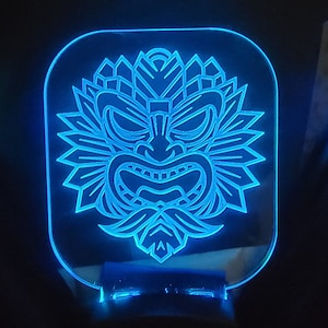 Personalized Tiki Mask Night Light: Engraved Polynesian Decor