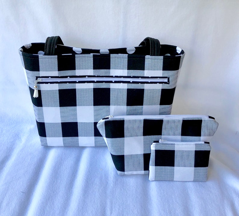 black and white buffalo check purse