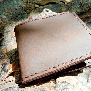 Billetera de cuero Crazy Horse, regalo del día del padre para papá, billetera plegable, regalo de novio para él, regalo para hombres
