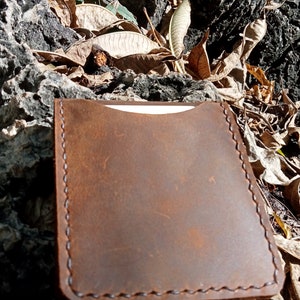 Cartera de hombre de cuero cosida a mano, regalo del día del padre para papá, billetera plegable, regalo de novio para él, regalo para hombres