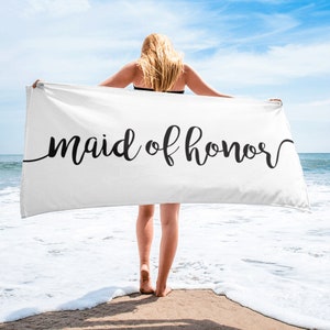 Maid of Honor Towel, Bride Beach Towel, Beach Bridal Shower Towel, Beach Bachelorette Party, Bachelorette Towels, Maid of Honor Beach Towel