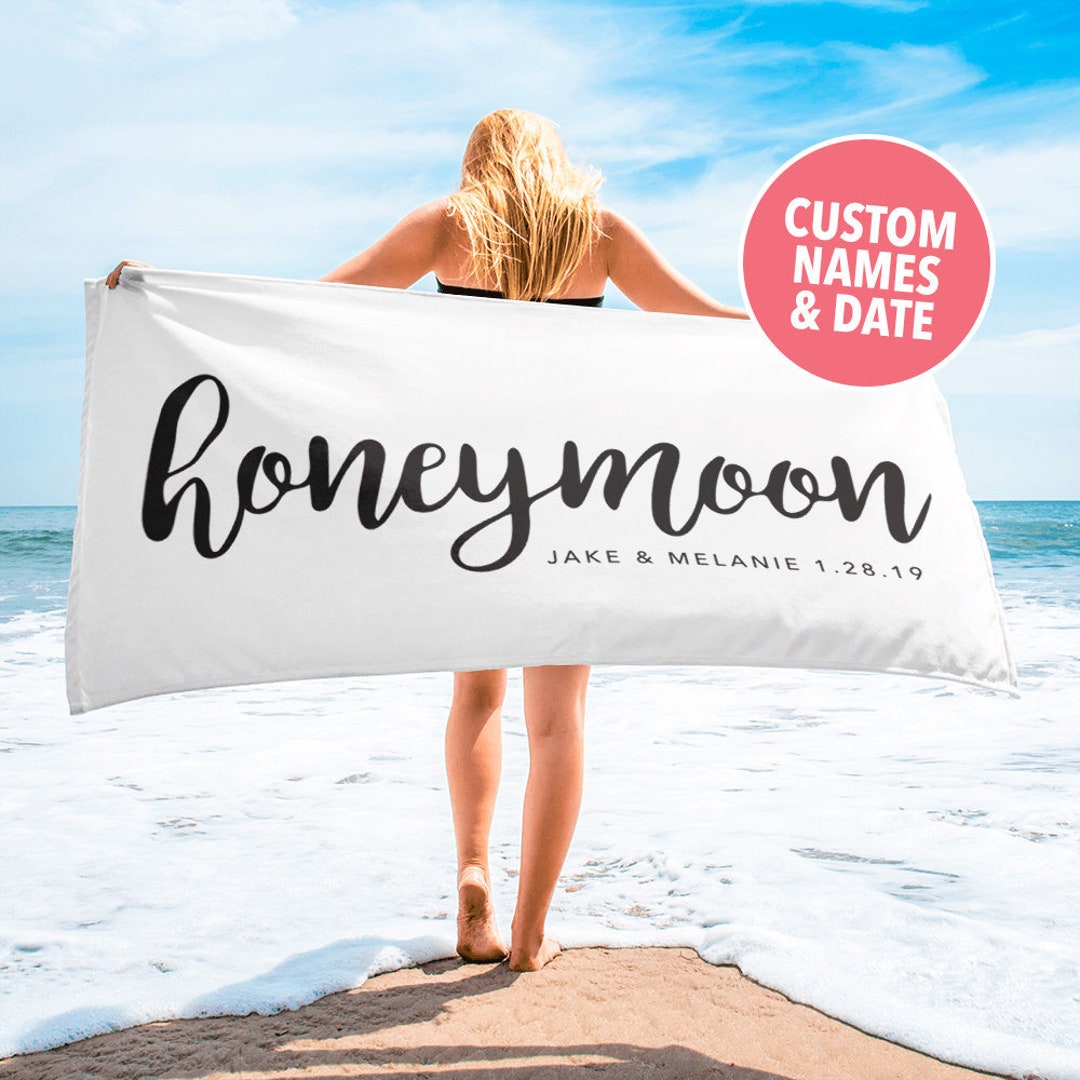 Honeymoon Beach Towel, Personalized Honeymoon Towel, Honeymoon Gifts