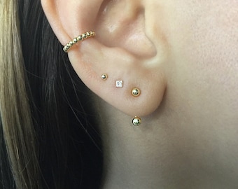 Gold Ethically Made Studs Minimalist Ear Jacket Gold Double Sided Earring ARMETS Gold Modern Ear Jacket Geometric Silver Ear Jacket