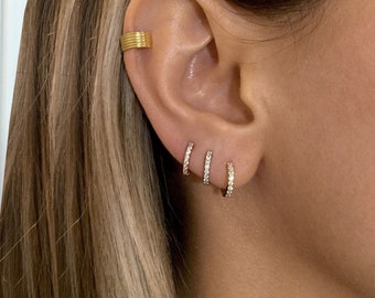 Tiny Hoop earrings in Sterling Silver, Dainty Hoops, Hoop earrings, Huggies earrings, CZ hoops, small hoops, gold hoops, rose gold hoops