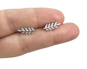 Twig Sterling Silver crawler earrings , Dainty studs, Leaf earrings, Ear climbers, Ear crawler, Branch earrings, Bridal jewelry