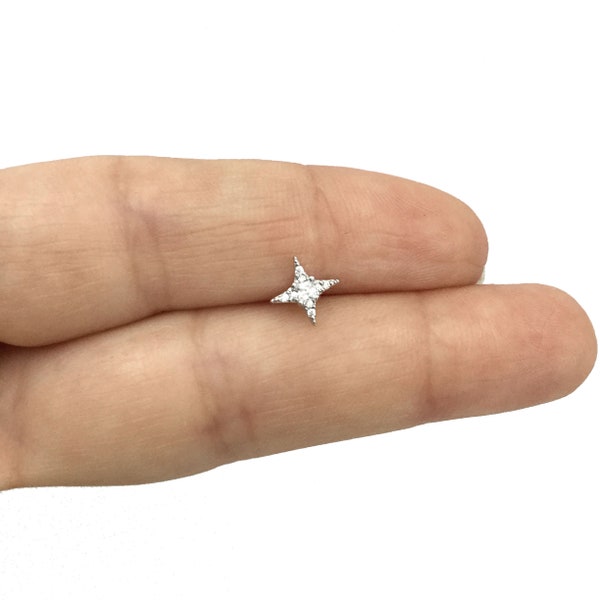 SINGLE Starburst stud earring in Sterling Silver ,Single stud, Starburst earring, Star stud, Single earring, Cartilage stud, multi piercing