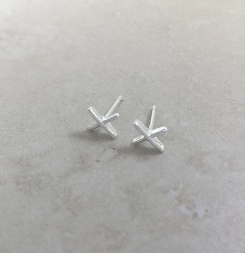 Sterling Silver X Earrings Silver Studsx Studs X Earrings Etsy