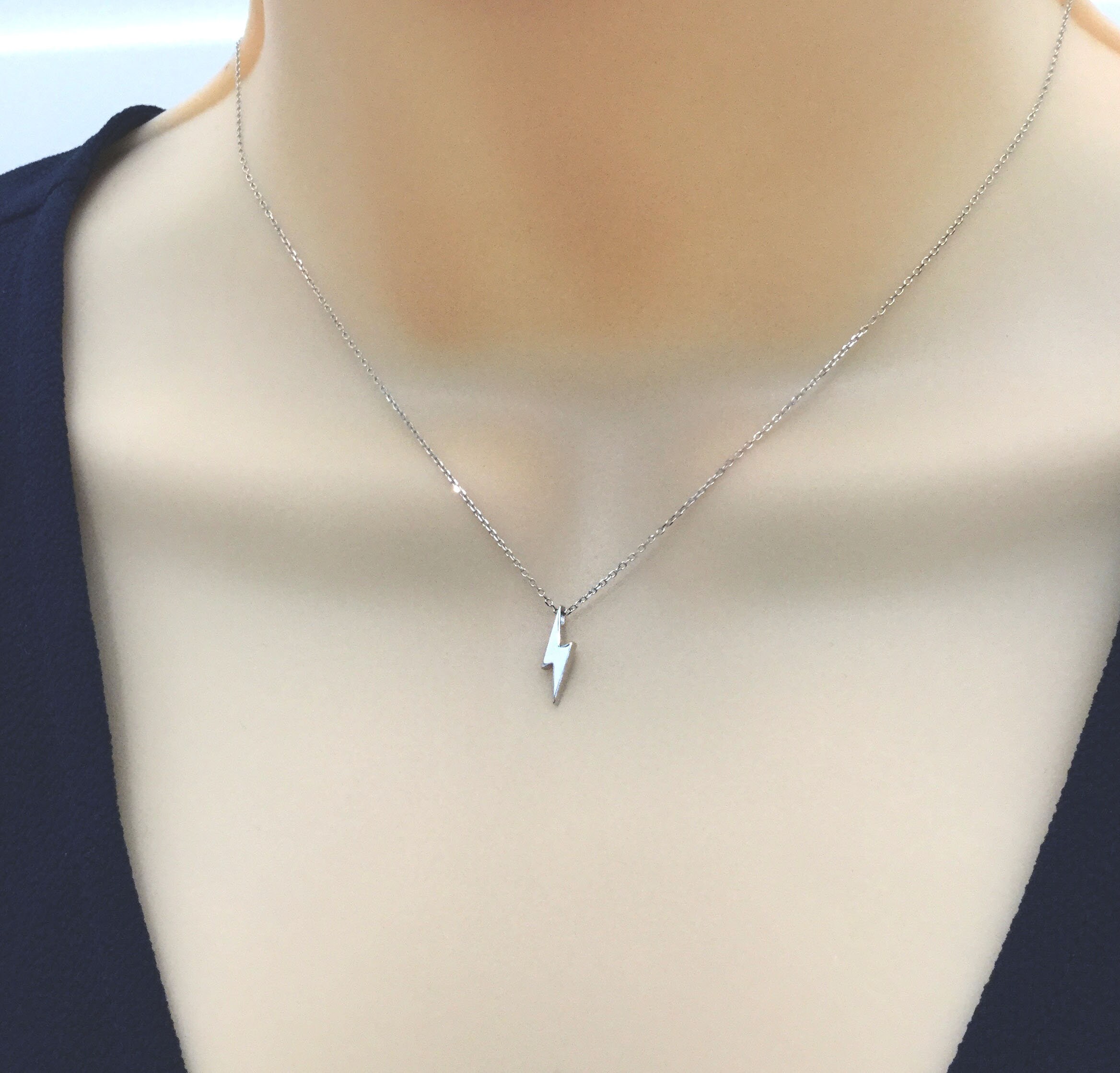 Sterling Silver Lightning Bolt Necklace, Lightning necklace,Bolt Necklace, Layering Necklace, Dainty Necklace
