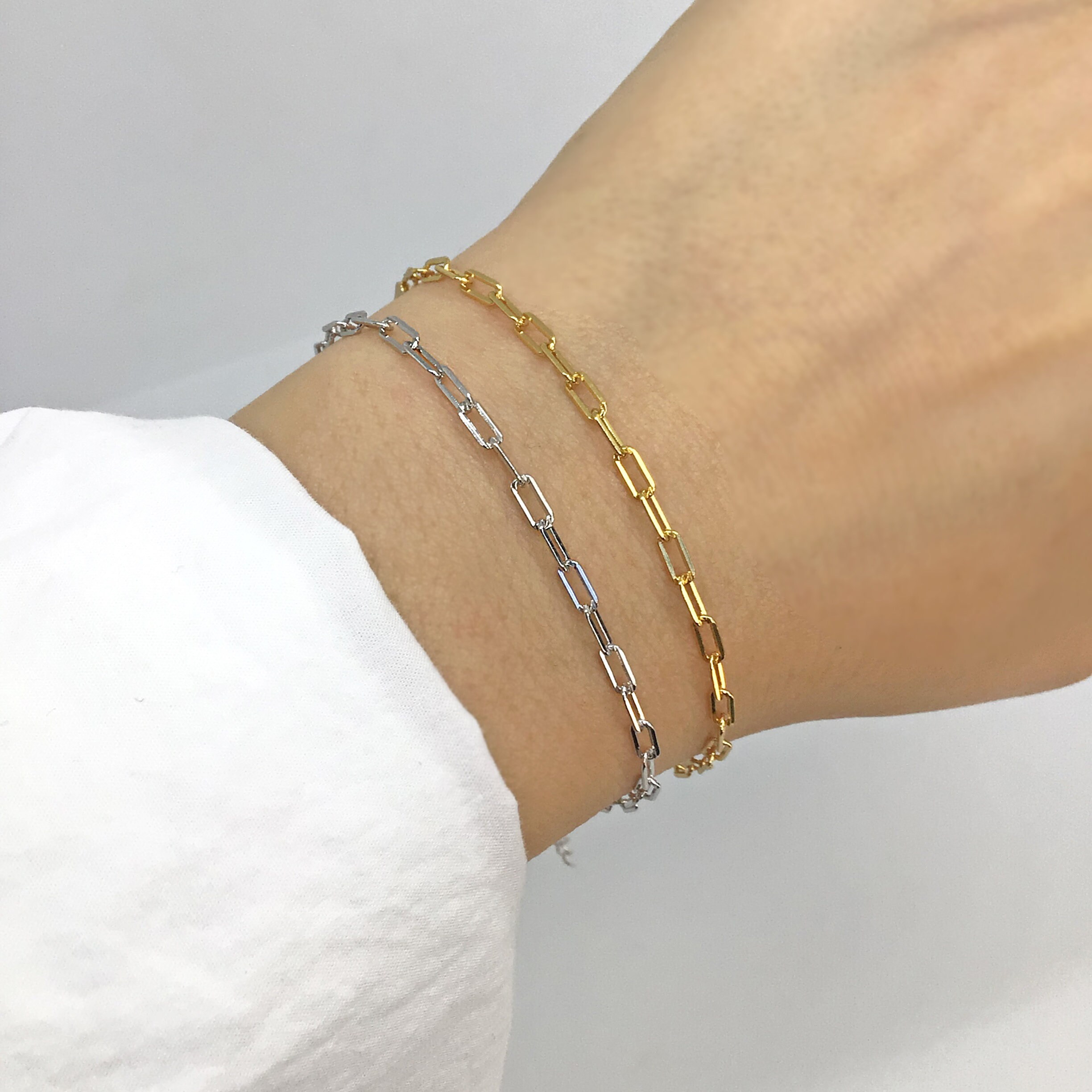 Sterling Silver paperclip bracelet small paperclip bracelet Etsy