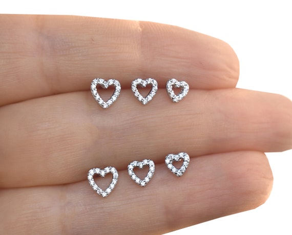 Silver & CZ Heart Earrings Jewellery Earrings Cluster Earrings 