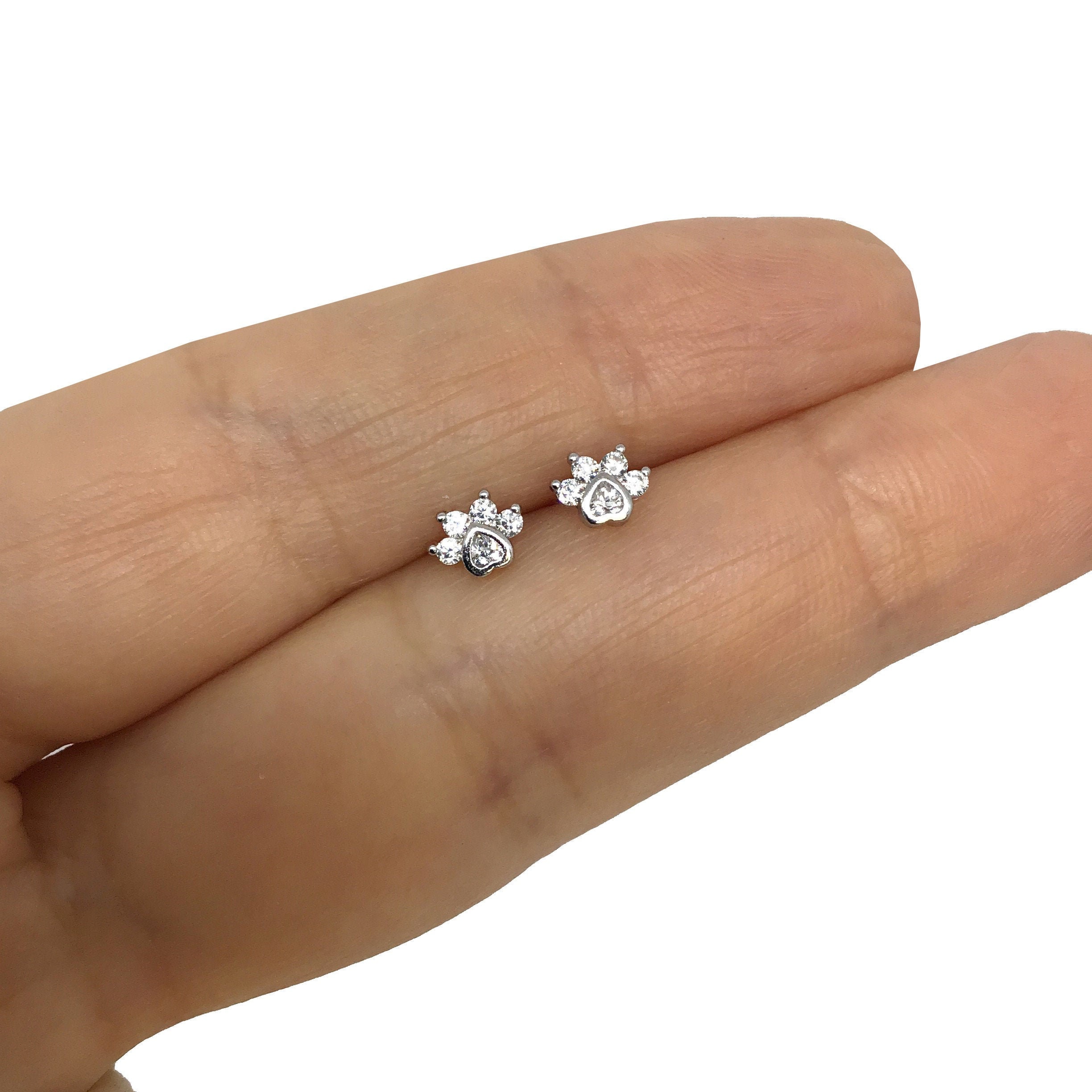 dog paw stud earrings