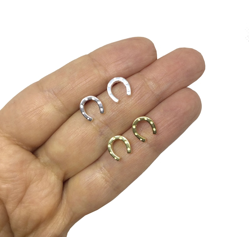 Sterling Silver Horseshoe earrings Horse shoe studs Small Etsy