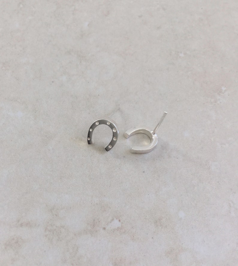 Sterling Silver Horseshoe earrings Horse shoe studs Small Etsy