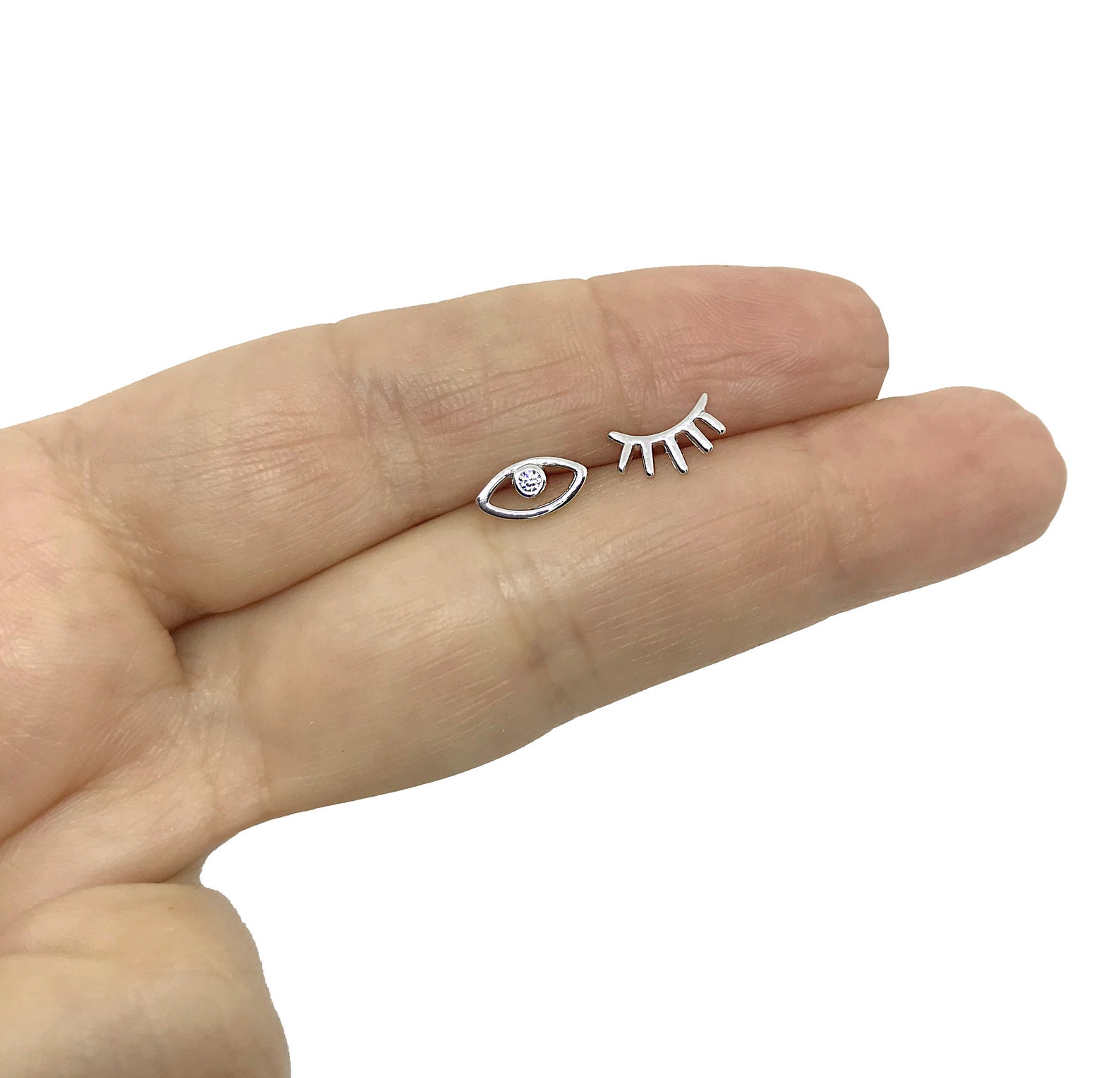 Eye Stud Earrings in Sterling Silver Dainty Studs Eye Etsy